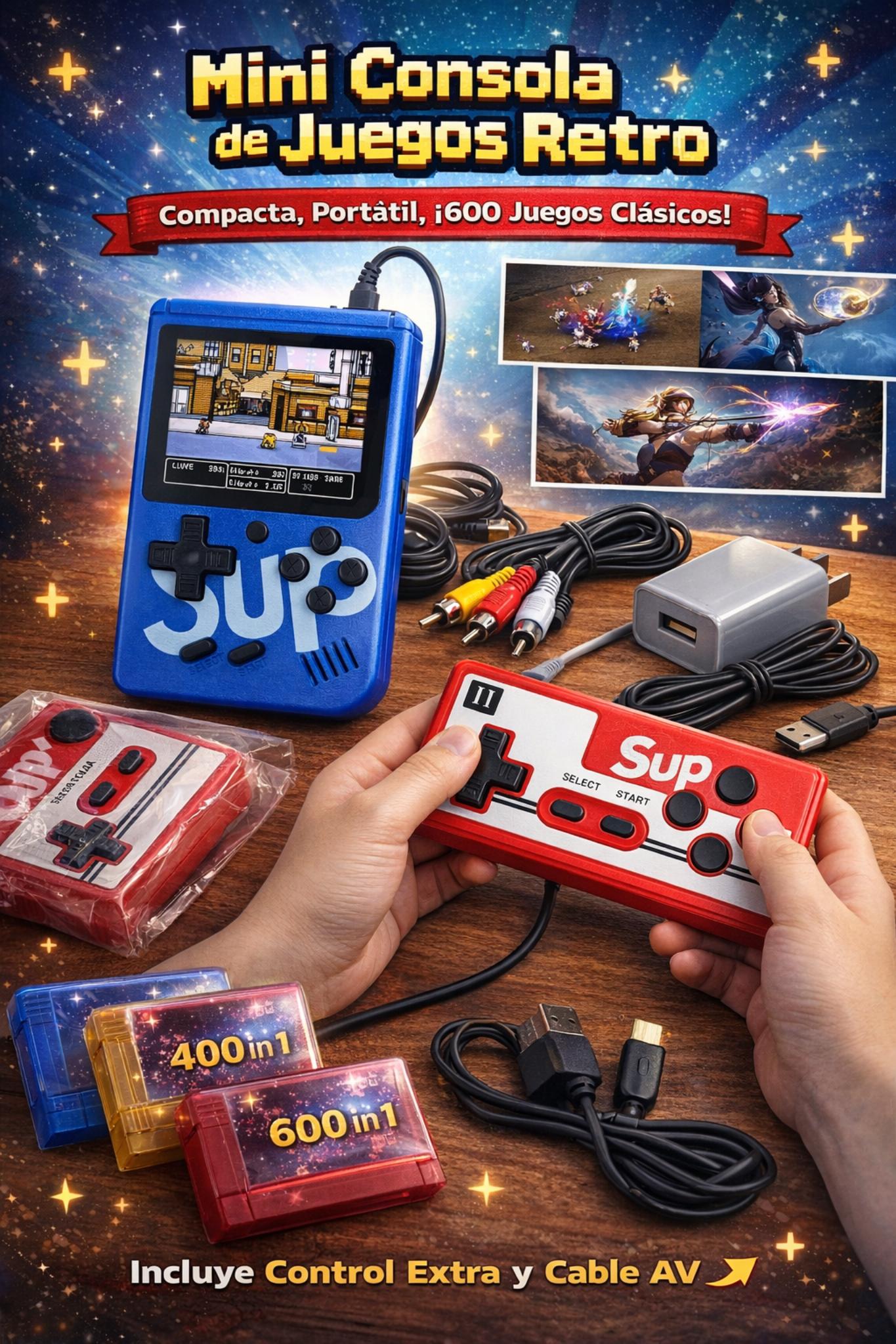 GAME RETRO 400 JUEGOS (2) JUGADORES