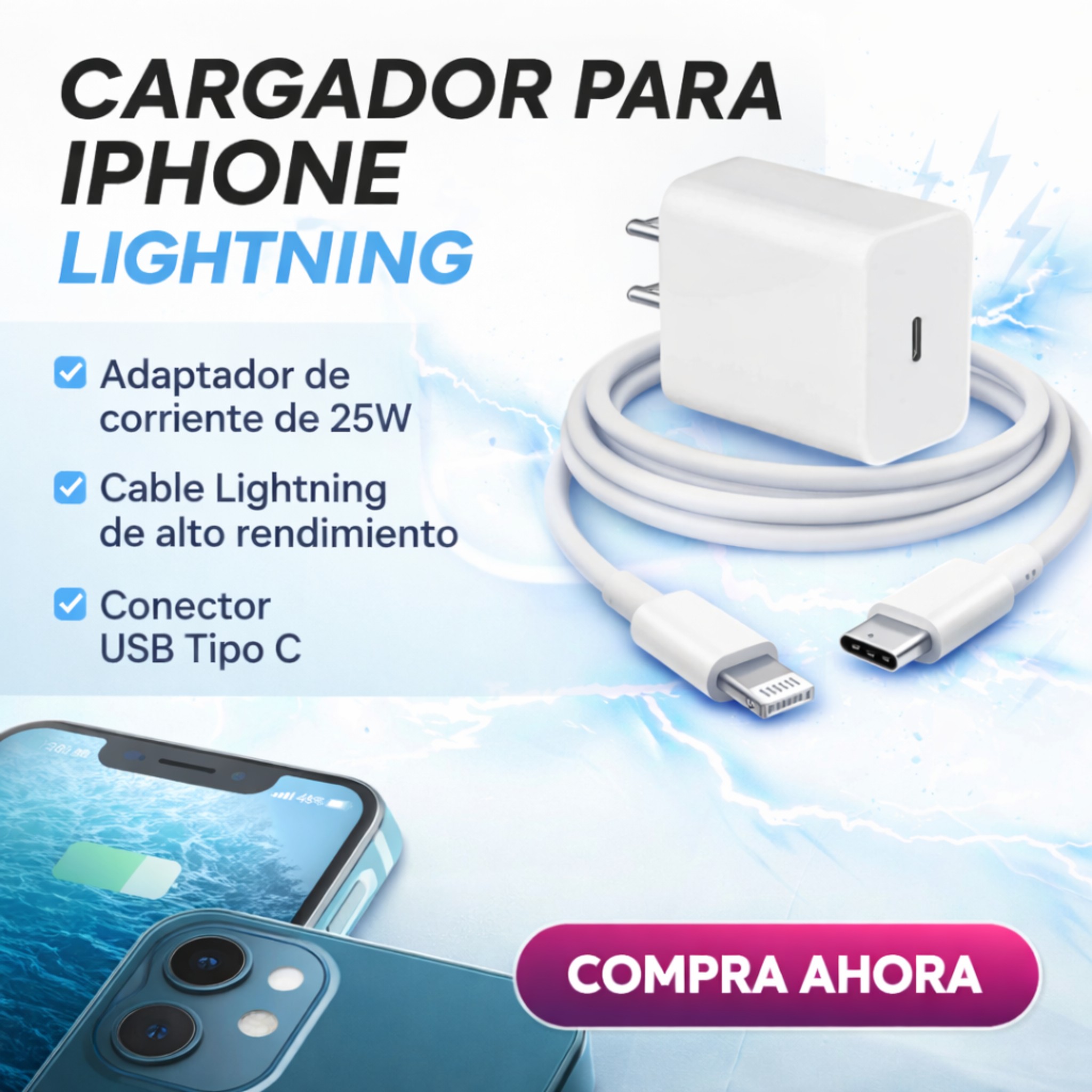 CARGADOR iPHONE LIGHTNING 1.1