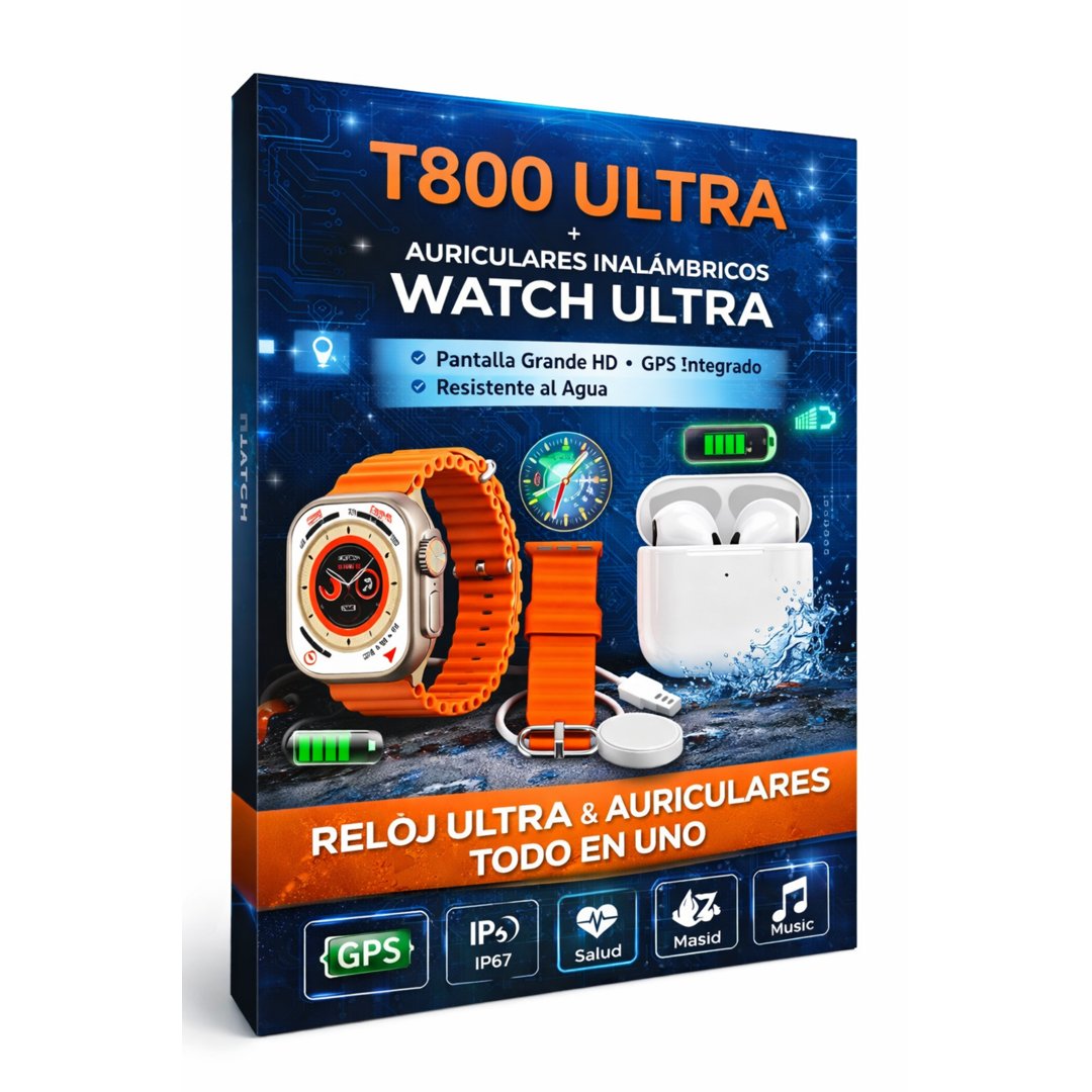 COMBO SMART-WACHT Y AIRPODS T800 ULTRA